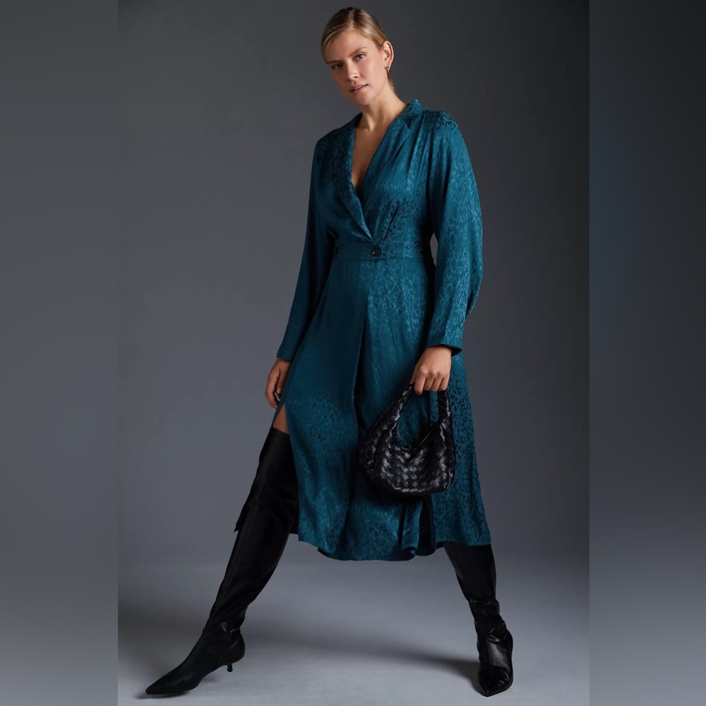 Jacquard Blazer Wrap Midi Dress